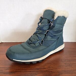 Sorel Winter Boots Whitney Teal Green Women's 7.5 Waterproof Faux Fur NL2776-375